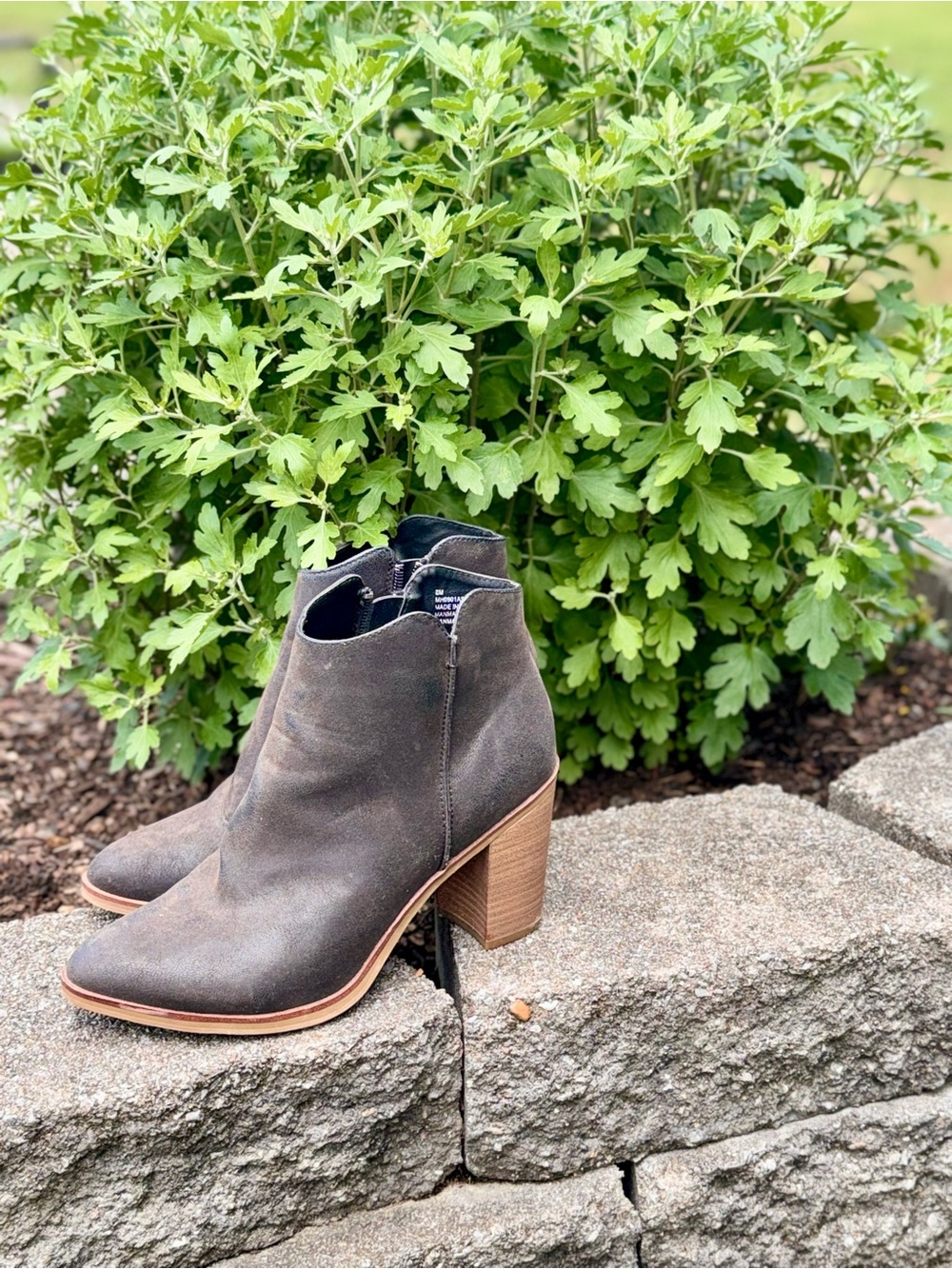 Altar’d State Women's Gray Suede Ankle Booties with Block Heel Pre owned spring